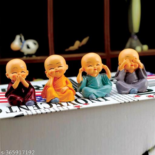 Baby Buddha Monk Set of 4 – Miniature Laughing Buddha Figurines for Home Decor and Car Dashboard - Easylife