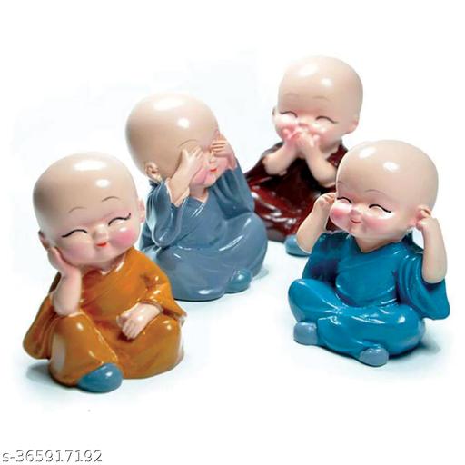 Baby Buddha Monk Set of 4 – Miniature Laughing Buddha Figurines for Home Decor and Car Dashboard - Easylife