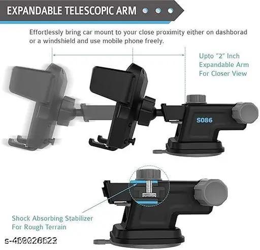 SUKH-Clamp Stand Car Mobile Holder with 360° Rotational, Strong Suction Cup, One Click Release Button Drive Long ALong Arm Phone for Dashboard and Windshield Compatible 4 to 6.5 inch Devices (Black) - Easylife