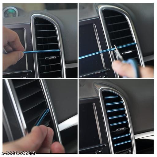 10 Pack Car Air Conditioner Vent Outlet Trim Strip For Car Chrome PVC Car Interior Trim Strip Line (Blue) - Easylife
