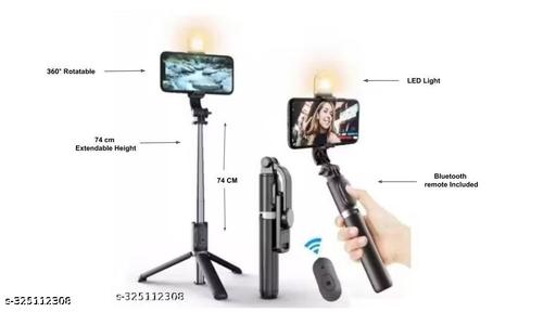 R1S 73.66cm Extendable 3 in 1 Selfie Stick Tripod with Bluetooth Remote Included and Rotatable - Zeyoria