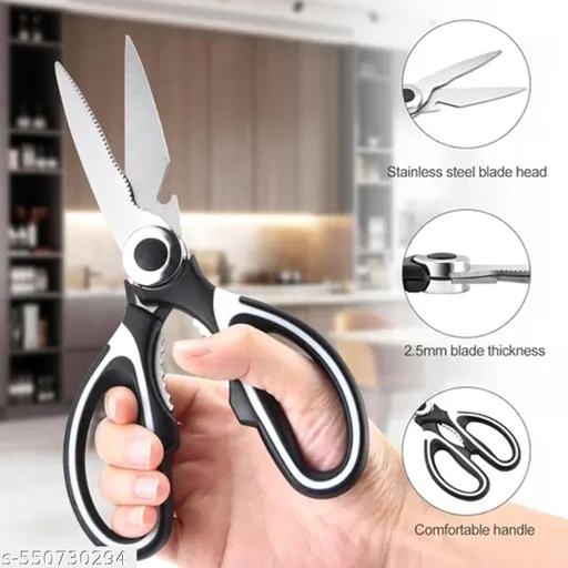 Multipurpose Stainless Steel Kitchen Scissor with Bottle Opener & Nut Cracker – Heavy Duty Cutter for Meat, Vegetables & Herbs - Easylife