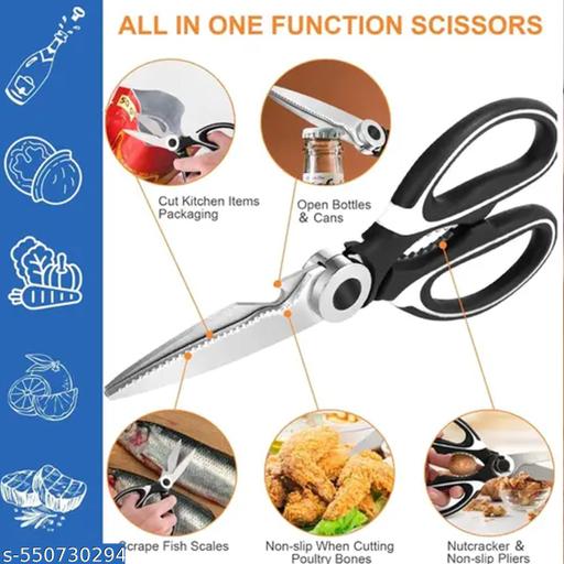 Multipurpose Stainless Steel Kitchen Scissor with Bottle Opener & Nut Cracker – Heavy Duty Cutter for Meat, Vegetables & Herbs - Easylife