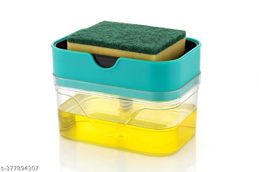 Soap Dispenser for Dishwasher Liquid Holder , Liquid Dispenser Through Pump (400 ML) with Sponge (Multicolor) - FAAMIXMART