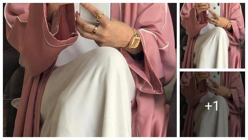 ELEGANCE TRENDY DUBAI FRONT OPEN PIPING JACKET WITH ATTACHED INNER PIPING SLEEVE ABAYA BURQA HIJAB DUPATTA BURKHA ABAYA SET JILBAB SET FOR WOMENS & COLLEGE GIRLS