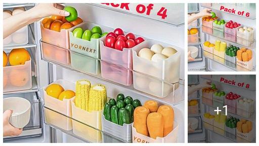 Essential fridge storage boxes multipurpose containers for storage Space-saving Refrigerator Side Door Organizer for fridge kitchen Fruits, Vegetables Storage Containers- transparent