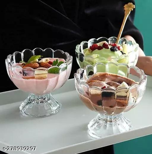 unbreakable plastic transparent ice cream cup 250ml (pack of 12) - FAAMIXMART