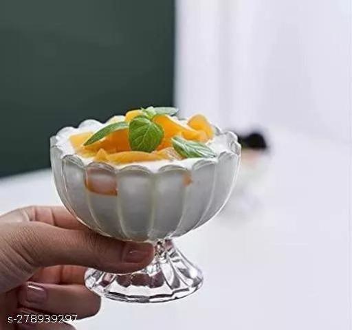 unbreakable plastic transparent ice cream cup 250ml (pack of 12) - FAAMIXMART