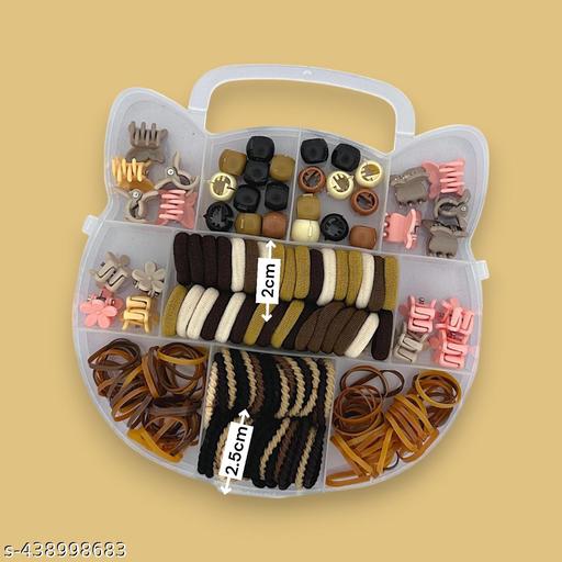 Cute Hair Rubber Band & Beads Clutcher - Brown Multicolor color Abs Plastic Juttu clipu / Jada Clipu/Juttu Kliplu / Jada Klipu/Juttu pinu / Jada Pinu/Jada Billa/Muti kilippukal& Muti pinkal//mudi clippukalum mudi pinnukalum/Hair klip‌galu mattu Hair pin‌galu/Hair klip‌galu mattu Hair pin‌galu - Easylife