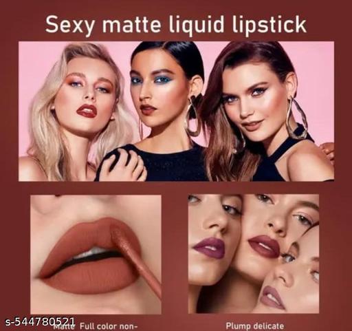  Ultra Smooth Non-Transfer Liquid Matte Beauty Lipstick Set of 12 Multicolor Lipsticks For (Girls/Women) - Easylife
