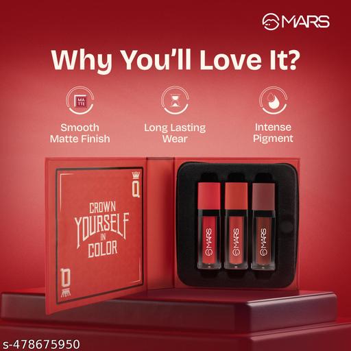 Queen of Mattes Liquid Lipsticks Box Set of 3 (13.5 ml) (BROWNS) | Smudgeproof & Transferproof | Intense Pigmentation Long-Lasting Wear | Customizable Colors | Matte Finish - Easylife