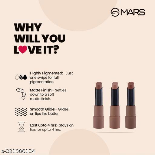 Matte Box Set of 3 Lipsticks for Women | Long-Lasting | Smooth Finish | Moisturising | One Swipe Pigmentation | (3x3.2 gm) (Peaches and Nudes-02) - Easylife