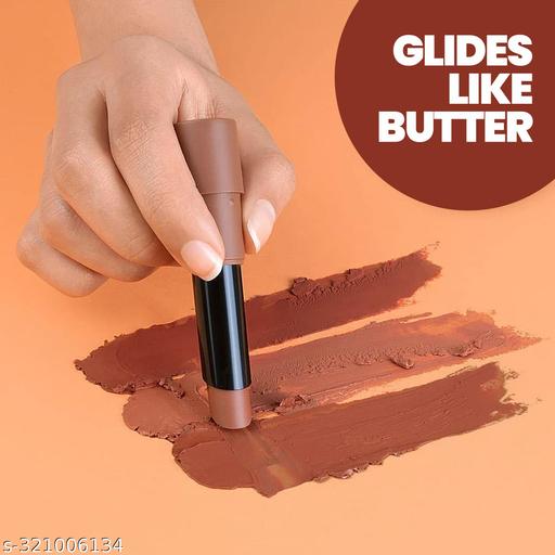 Matte Box Set of 3 Lipsticks for Women | Long-Lasting | Smooth Finish | Moisturising | One Swipe Pigmentation | (3x3.2 gm) (Peaches and Nudes-02) - Easylife