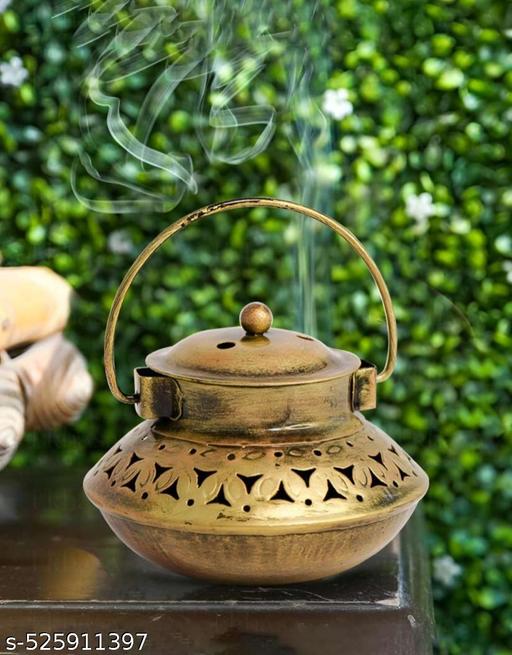 Iron Handicraft Dhoop Dani With Hanger+Bells+Chain - Easylife