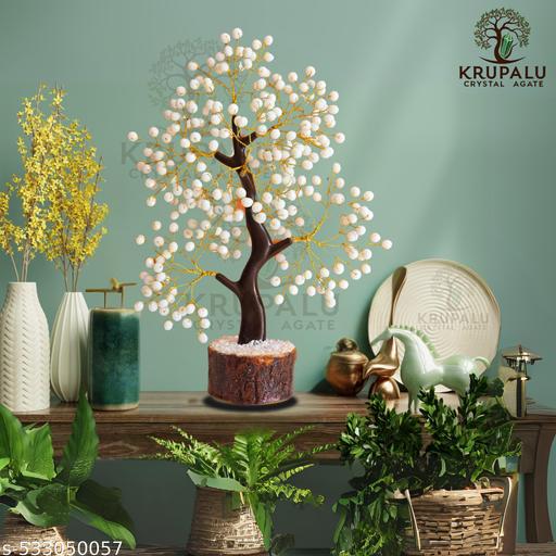 white tree Energy Crystal Tree Showpiece | 10-12 Inch with 200 Beads | Wooden Base Decor Item for Vastu & Table Placement - Easylife