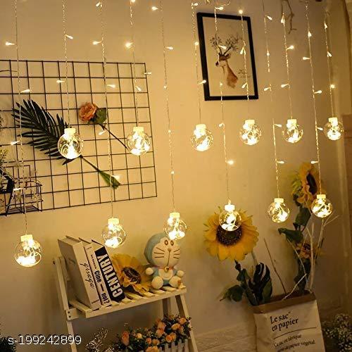 Diwali Lights Ball String Curtain Lights with 8 Light Modes for Festive, Home, Garden, Decoration. Wish Ball Warm White - Easylife
