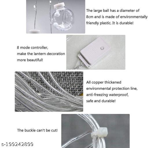 Diwali Lights Ball String Curtain Lights with 8 Light Modes for Festive, Home, Garden, Decoration. Wish Ball Warm White - Easylife