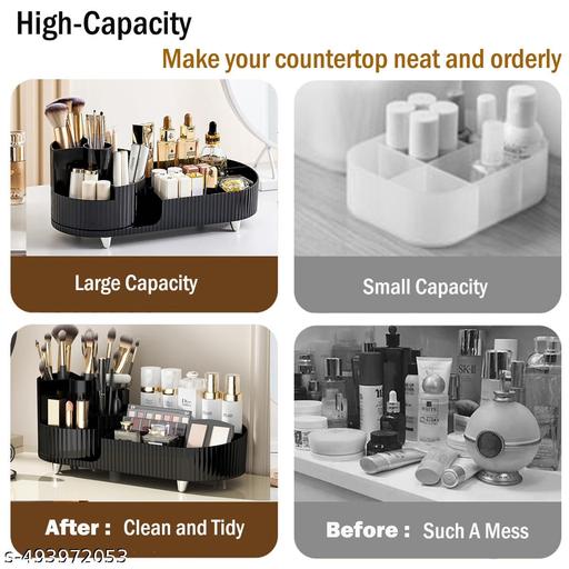 Rotating Makeup Organizer For Vanity, 360° Rotating Bathroom Organizer, Cosmetic Toiletries Perfume Storage Organizer for Dressing Table Countertop Bedroom Bathroom Makeup Room (Black) - Easylife