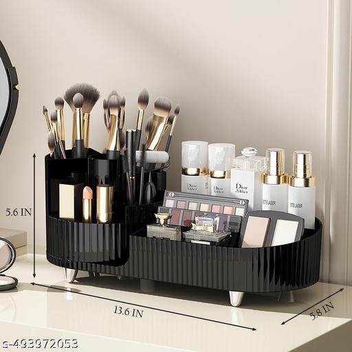Rotating Makeup Organizer For Vanity, 360° Rotating Bathroom Organizer, Cosmetic Toiletries Perfume Storage Organizer for Dressing Table Countertop Bedroom Bathroom Makeup Room (Black) - Easylife