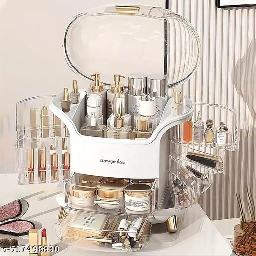 Makeup Organizer, Dustproof Cosmetic Organiser, with Lipstick Storage Slots and Drawers Visualization Dressing Table Organizer, Multi Layer Open Cosmetics Organizer Case for Cosmetic Storage - Easylife