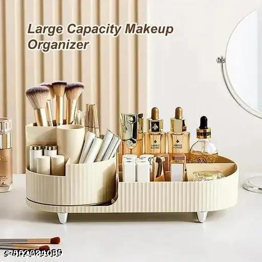 Rotating Makeup Organizer For Vanity, 360° Rotating Bathroom Organizer, Cosmetic Toiletries Perfume Storage Organizer for Dressing Table Countertop Bedroom Bathroom Makeup Room (Ivory) - Easylife
