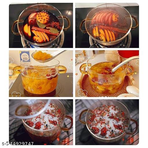 Glass Simmer Pots for Cooking on Stove Glass Boiling Pot Small Heat-Resistant Clear Saucepan with Lid for Pasta Soup, Baby Food, and Salad 50 oz (1600 ml ) - Easylife