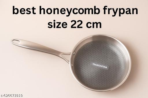 Premium Stainless Steel Honeycomb Frypan 22 cm | Non-Stick Induction & Gas Compatible Fry Pan | Durable Steel Handle Cookware - Easylife