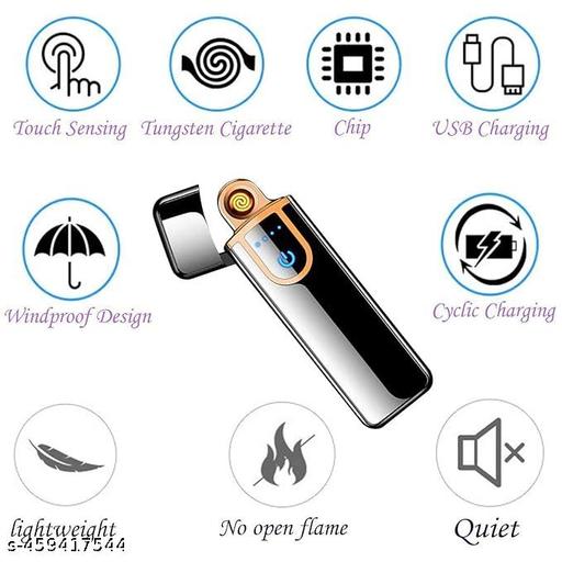 Classic Flameless Touch lighter With Rechargeable Battery | Metal Slim Touch Lighter | Lighter For Mens | Lighter For Gift | Slim Lighter - Easylife