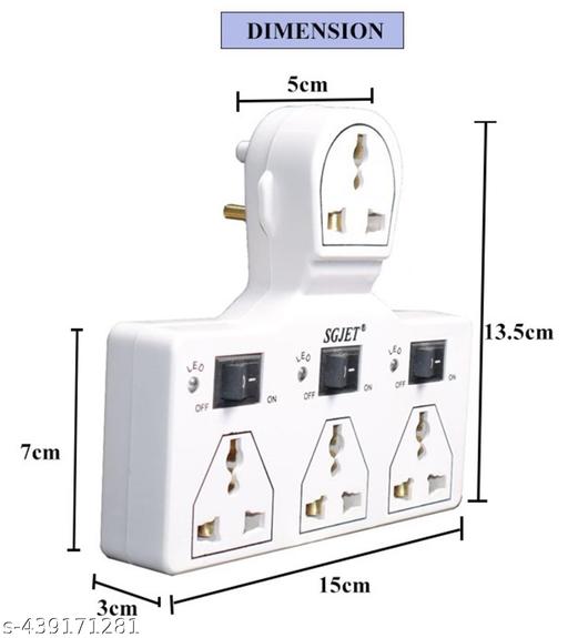 4 Universal Socket 3 Switch Multi Plug Extension Board(Traveler Multi Plug Extension) - Easylife