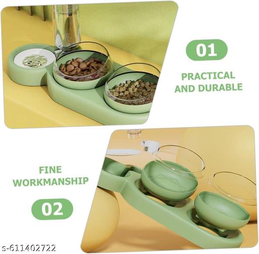 3 in 1 Dog Cat Bowls Water and Food Bowl Set, 15°Tilted Raised Cat Bowls with Automatic Water Dispenser Bottle and Detachable Cat Dish, Pet Feeder for Small or Medium Dogs Cats Puppy Kitten Rabbit - Easylife