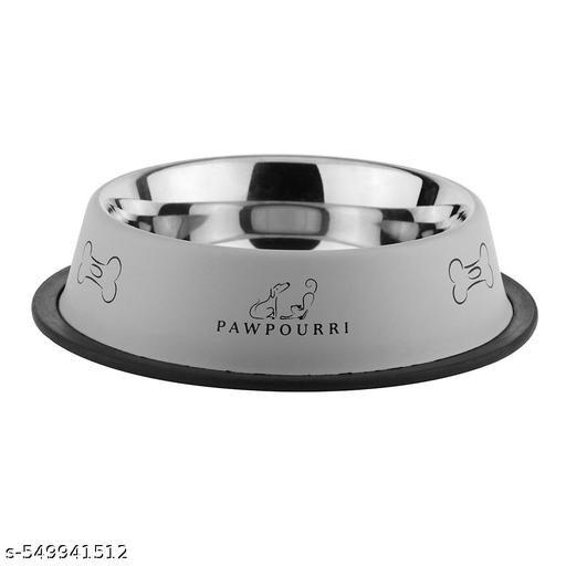 PAWPOURRI प्रिंटेड अँटी-स्किड पाणी आणि अन्न खाण्यासाठी कुत्रे आणि मांजरींसाठी फीडर स्टेनलेस स्टील पाळीव प्राणी भांडे - Easylife