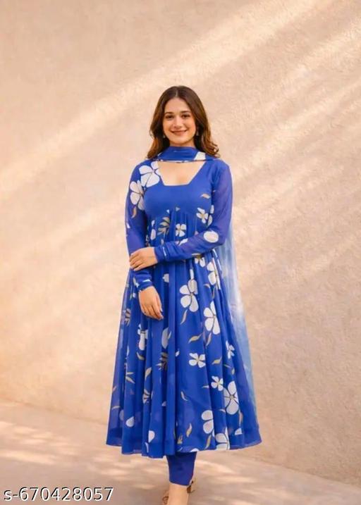 Women printed   Anarkali Gown & Dupatt6Dupatta (no pent) - Zeyoria