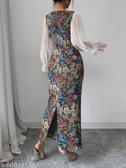 PRINTED FLOWERD DRESS  - Zeyoria