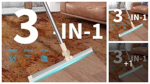 Premium Heavy Duty Magic Broom Silicon Floor Wiper, 180 Degree Floor Cleaning Squeegee,Perfect for Bathroom and Kitchen Floors, Stainless Steel Extendable Handle, Easy Floor Cleaning Tool