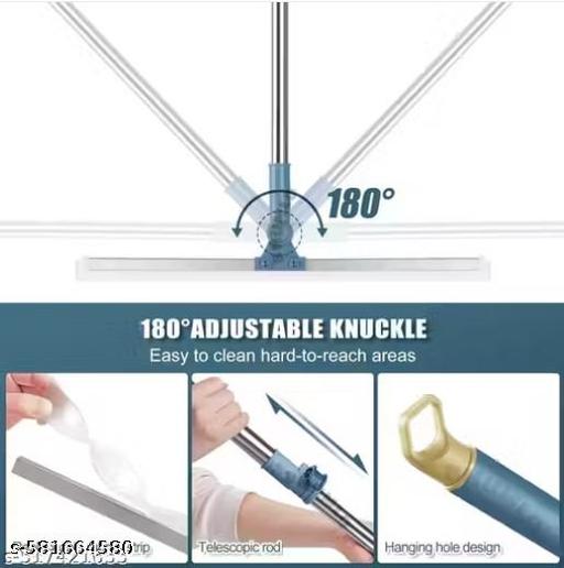 Premium Heavy Duty Magic Broom Silicon Floor Wiper, 180 Degree Floor Cleaning Squeegee,Perfect for Bathroom and Kitchen Floors, Stainless Steel Extendable Handle, Easy Floor Cleaning Tool - HOME SHOPY