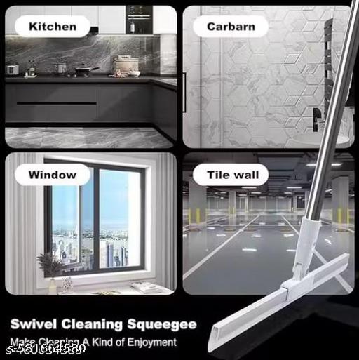 Premium Heavy Duty Magic Broom Silicon Floor Wiper, 180 Degree Floor Cleaning Squeegee,Perfect for Bathroom and Kitchen Floors, Stainless Steel Extendable Handle, Easy Floor Cleaning Tool - HOME SHOPY