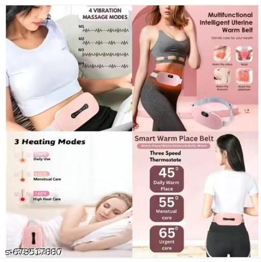 Period Cramp Relief Massager & Heating Pad for Period Cramps Portable Cordless Periods Cramps Relief Machine 3-Temp. & 3-Massage Mode Fast Heating Menstrual Period Pain Relief Device for Women. - HOME SHOPY