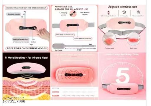 Period Cramp Relief Massager & Heating Pad for Period Cramps Portable Cordless Periods Cramps Relief Machine 3-Temp. & 3-Massage Mode Fast Heating Menstrual Period Pain Relief Device for Women. - HOME SHOPY