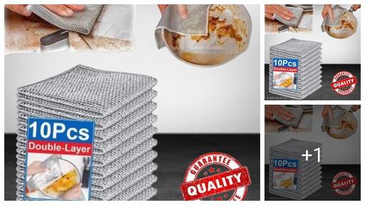 10 Pack Steel Scrubber for Kitchen Utensils Non-Scratch Dishwash Scrub for Kitchen Cleaning | Utensil Cleaner Scrub & Vessel Cleaning Tool, Dish Washing Cloth   