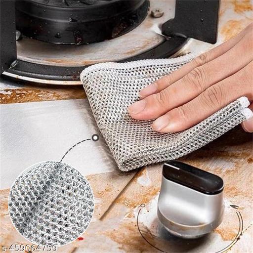 10 Pack Steel Scrubber for Kitchen Utensils Non-Scratch Dishwash Scrub for Kitchen Cleaning | Utensil Cleaner Scrub & Vessel Cleaning Tool, Dish Washing Cloth    - HOME SHOPY