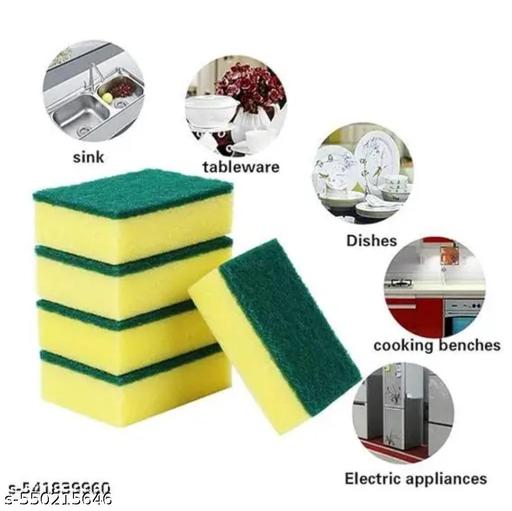pack of 10 yellow green scrubber, pad , best quality, best cleaning scrub for utensils, Green Pad 3*4 inch size attractive scrub and sponge soft and long lasting scrub pad. top quality. long lasting cleaning scrub pad - HOME SHOPY