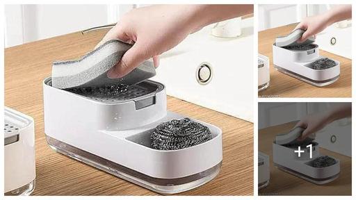 Spokane Plastic Dishwashing Soap Dispenser Countertop Soap Pump Dispenser Addy Sink Dishwashing Soap Dispenser For Kitchen Bathroom Liquid Dish Soap Dispenser with sponge Holder. liquid dispenser with sponge and scrubber,
