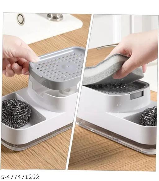 Spokane Plastic Dishwashing Soap Dispenser Countertop Soap Pump Dispenser Addy Sink Dishwashing Soap Dispenser For Kitchen Bathroom Liquid Dish Soap Dispenser with sponge Holder. liquid dispenser with sponge and scrubber, - HOME SHOPY