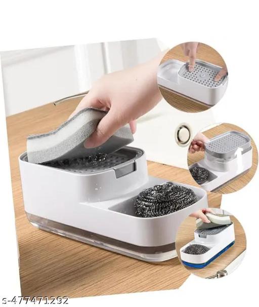 Spokane Plastic Dishwashing Soap Dispenser Countertop Soap Pump Dispenser Addy Sink Dishwashing Soap Dispenser For Kitchen Bathroom Liquid Dish Soap Dispenser with sponge Holder. liquid dispenser with sponge and scrubber, - HOME SHOPY