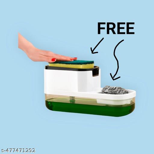 Spokane Plastic Dishwashing Soap Dispenser Countertop Soap Pump Dispenser Addy Sink Dishwashing Soap Dispenser For Kitchen Bathroom Liquid Dish Soap Dispenser with sponge Holder. liquid dispenser with sponge and scrubber, - HOME SHOPY