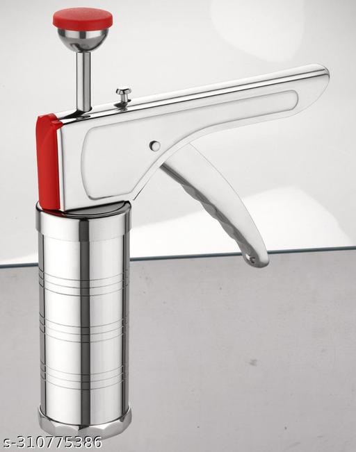 SHIVALIK Stainless Steel Kitchen Press with 15 Different Types of Jalies, Murukku Maker/Bhujiya Maker/Noodles/Cookies/Namkeen/Chakali Maker/Sev Maker/Farsan Maker/Gathiya Maker (Silver) - HOME SHOPY