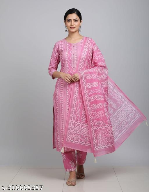 Women's Trendy Cotton Printed Unstitched Salwar Suit Material/Trending Suit - amamestyle