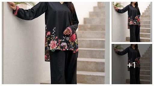 Stylish Black Floral Printed Co-Ord Set for Women | Short Kurti & Palazzo Pant Set | Trendy Casual Daily Wear Two Piece Outfit