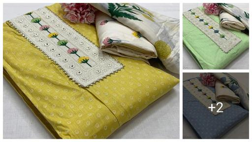 Cotton Unstitched Salwar Suit Material - Dress Material Office Wear & Daily Wear New Trendy Color Dotted