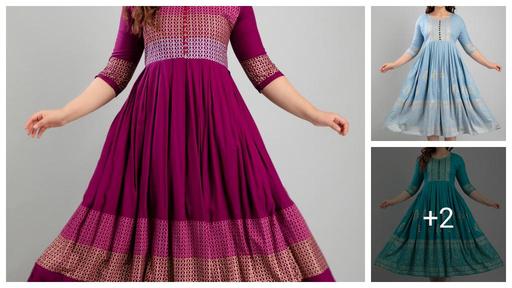 Women Rayon Printed Aaradhya Anarkali Kurtis